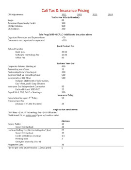 Cali Tax and Insurance