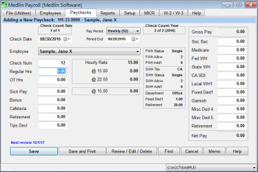 Medlin Payroll Software