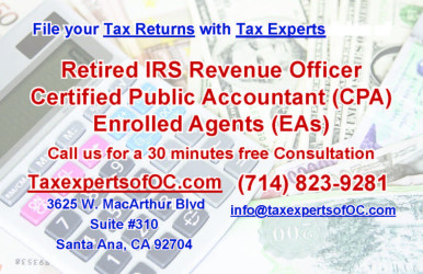 Tax Experts of OC - Best CPA Firm for Tax Preparation and Tax Resolution in Santa Ana, Orange County - California.